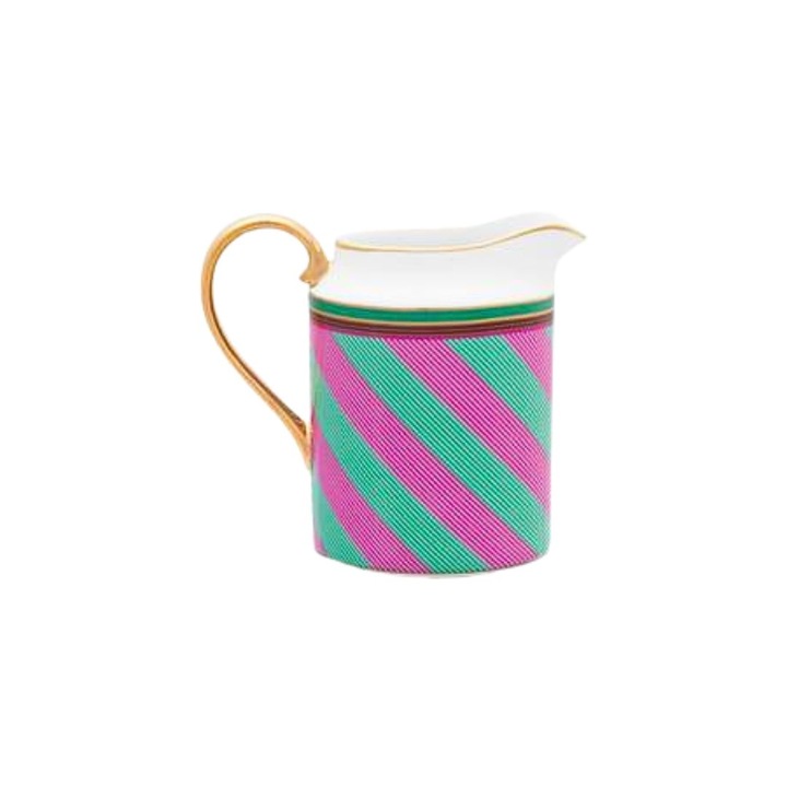 Latiera din portelan, Pip Studio, Stripes Pink-Green, 260ml, colectia Pip Chique