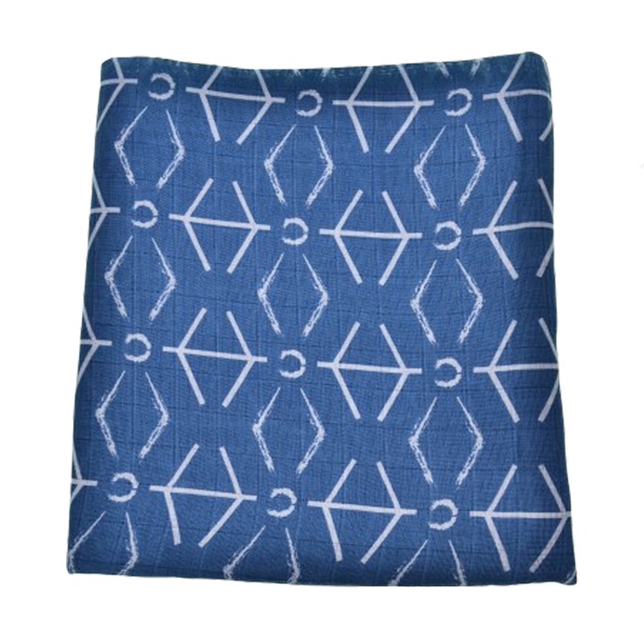 Muselina multifunctionala ideala pentru infasat 100 x 100 cm Mini Junior MSL-8, Albastru