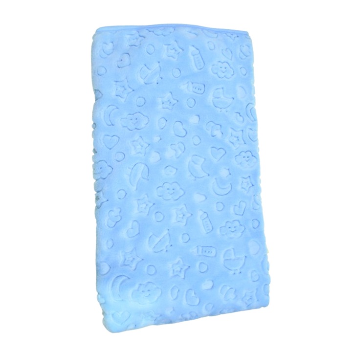 Paturica pufoasa pentru copii 130 x 100 cm, Mini Junior PTPF-MJ1, Albastru