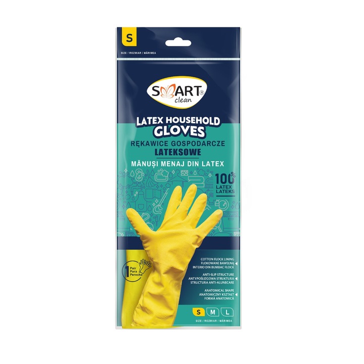 Háztartási kesztyű, Smart Clean, Latex, S