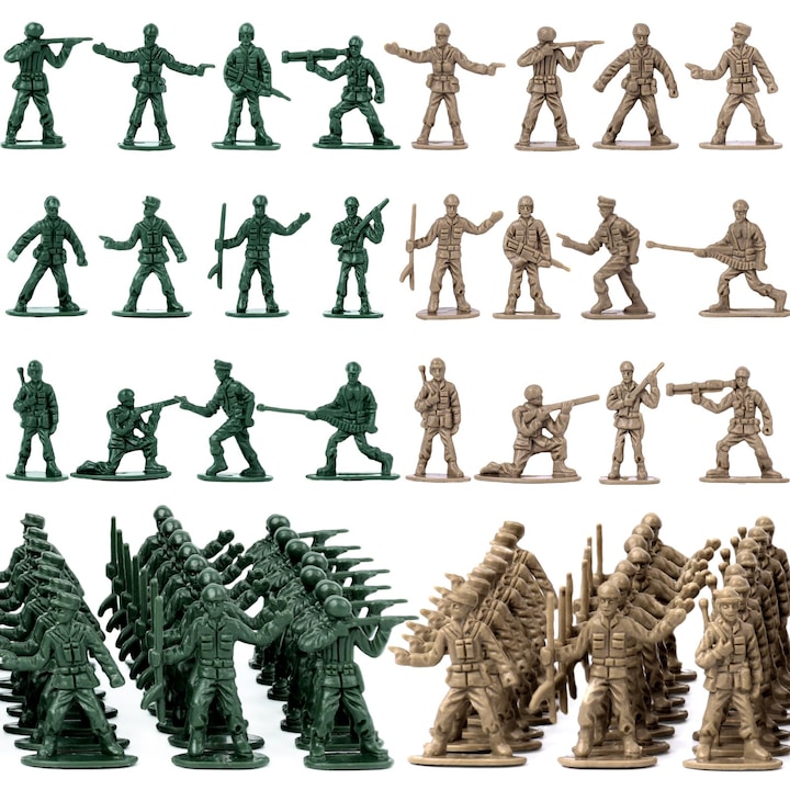 Комплект фигурки на войници, OVERTANG, 360 части, отлични детайли, нетоксична пластмаса, зелено/жълто