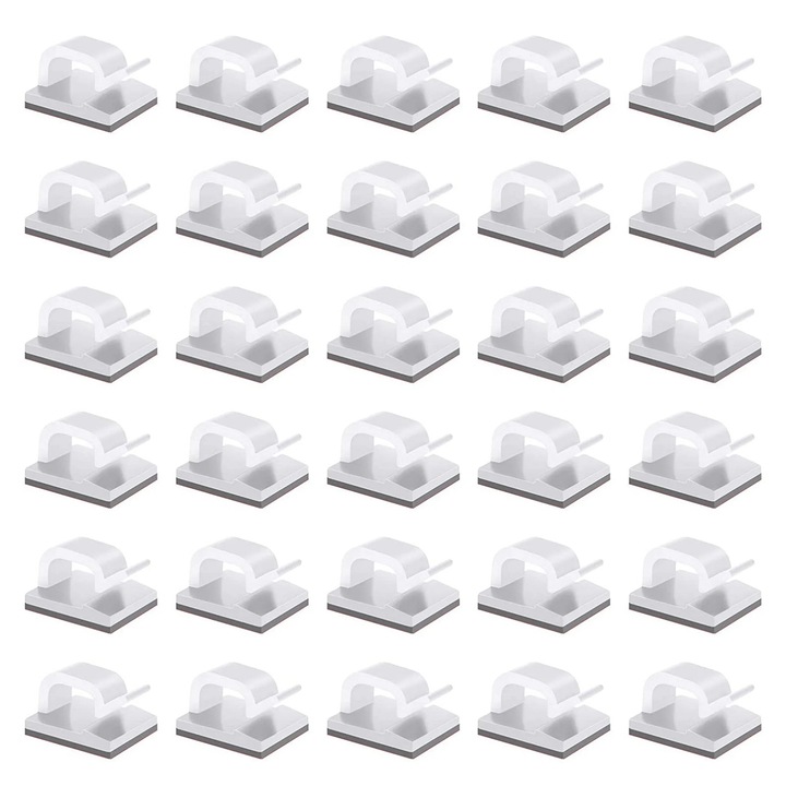 Set 80 organizatoare cabluri, Axroad Mall, Autoadeziv, Rezistente la caldura si coroziune, Usor de utilizat, Pentru gestionarea cablurilor USB, 14x14x9mm, Alb