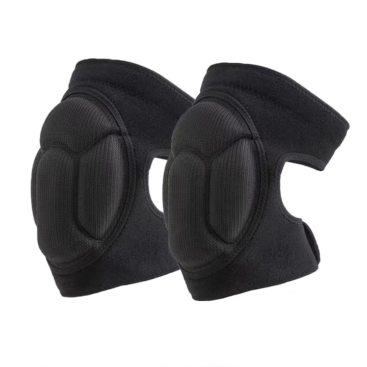 Комплект от 2 еластични наколенки, Axroad Mall, с ленти против приплъзване, регулируем дизайн с велкро, дишащи и удобни, за градинарство, почистване, подови настилки, волейбол, полиестерна/EVA пяна, XL размер, черен
