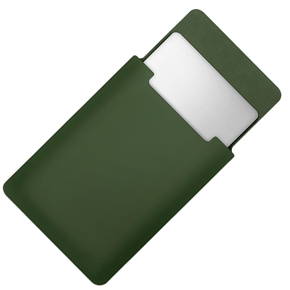 Husa pentru laptop, Pentru MacBook PRO 15 inchi, piele ecologica, impermeabila, verde inchis, 380x280mm