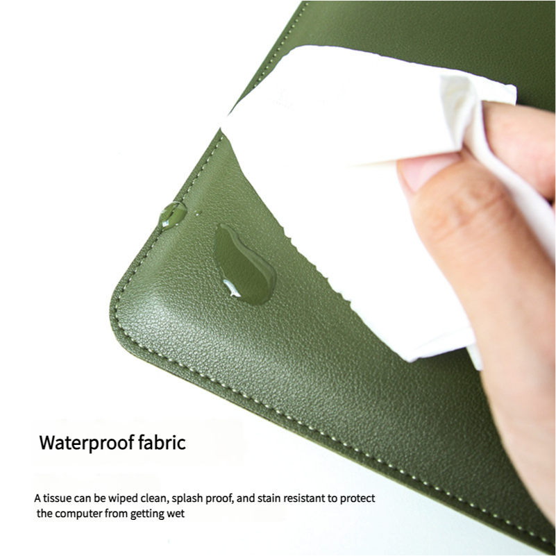 Husa laptop, Piele ecologica, Pentru Apple MacBook Pro 14", Rezistenta la apa, Verde