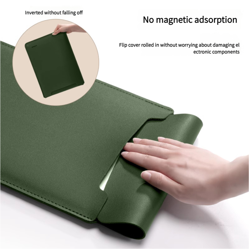 Husa laptop, Piele ecologica, Pentru Apple MacBook Pro 14", Rezistenta la apa, Verde