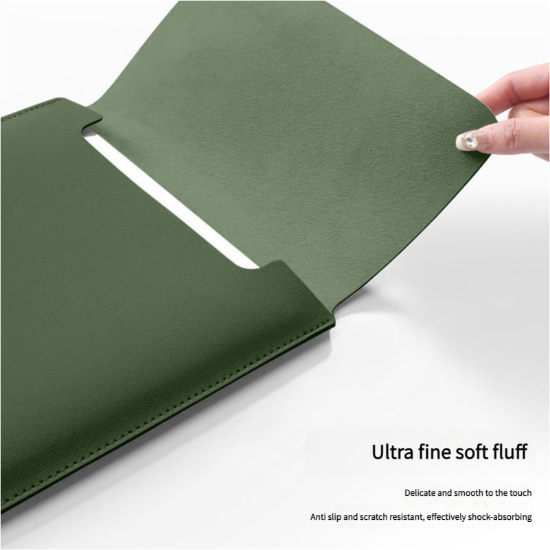 Husa laptop, Piele ecologica, Pentru Apple MacBook Pro 14", Rezistenta la apa, Verde