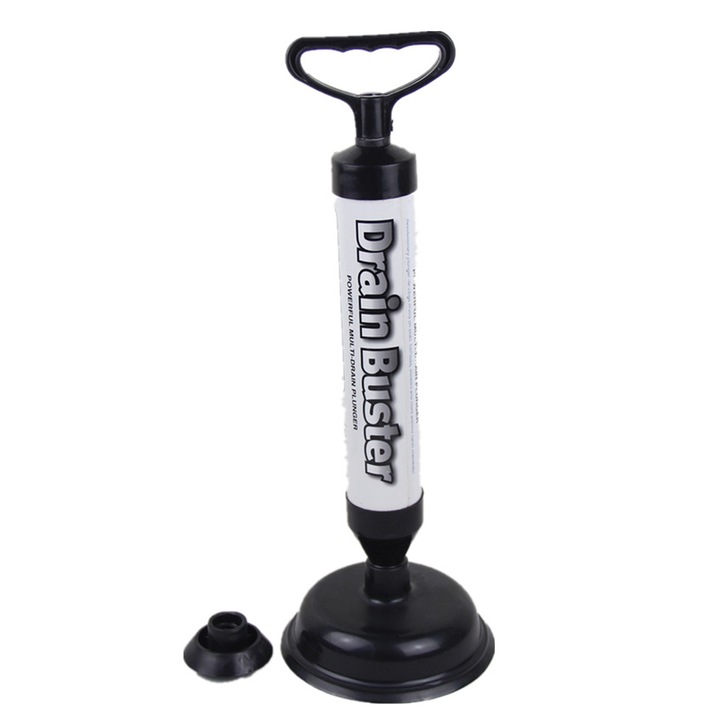 Помпа за почистване на тръби/тоалетни AMRINUGL, с 2 сменяеми вендузи, черна, размери 46x15cm и 46x6.5cm