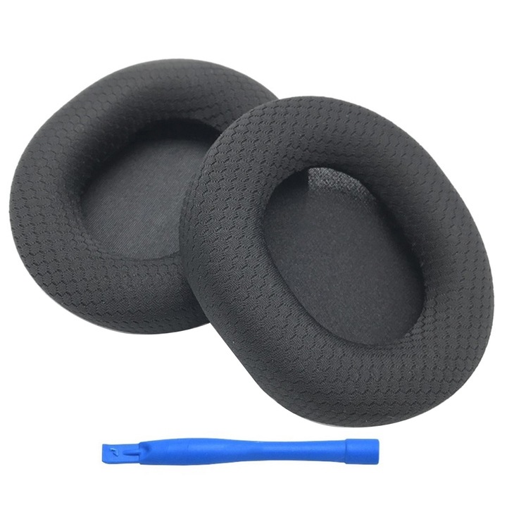 2 db csereszivacs készlet Steelseries Arctis 1, 3, 5, 7, 9, Pro Raw, Axroad Mall, Műanyag rúddal, Vezeték nélküli fülre, memóriahab, Légáteresztő, Könnyen felszerelhető, Puha és kényelmes, 80 x 90 mm, Fekete