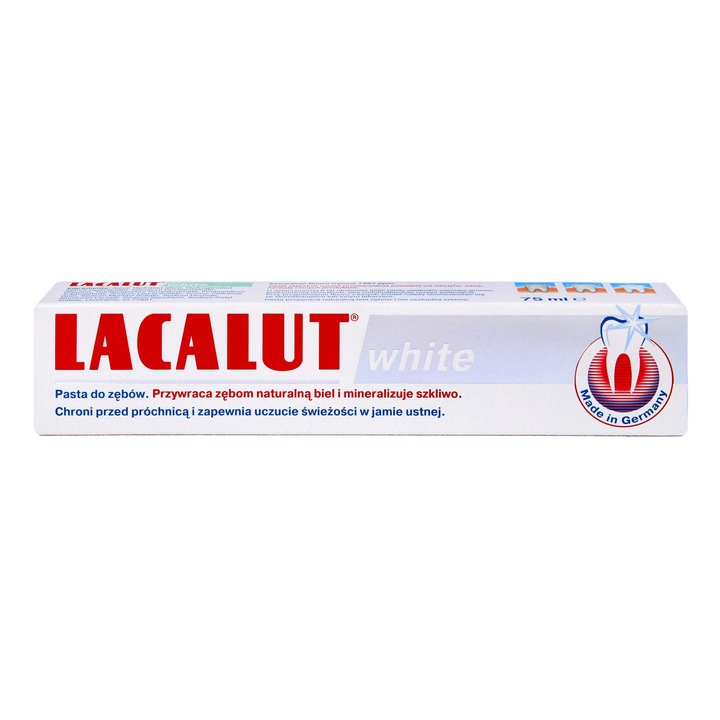 Паста за зъби Lacalut White, 75 мл, избелване, предотвратяване на зъбен камък