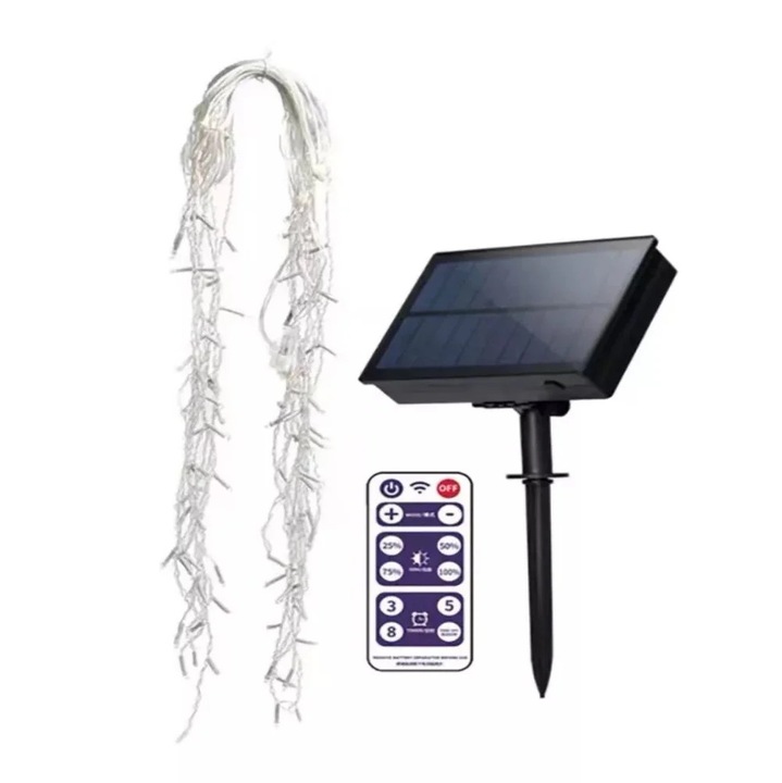 Instalatie Luminoasa Solara, Lumina Multicolora, 320 LED-uri, Telecomanda, 12m