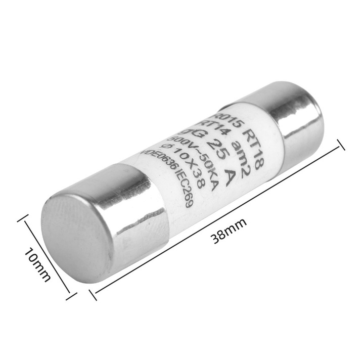 Set 10 Sigurante Ceramice JZRO, 25A, 10x38mm, Alb