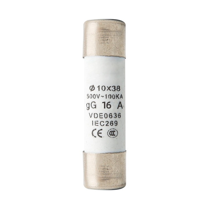 Комплект от 10 керамични предпазителя JZRO, 16A, 10x38mm, бели