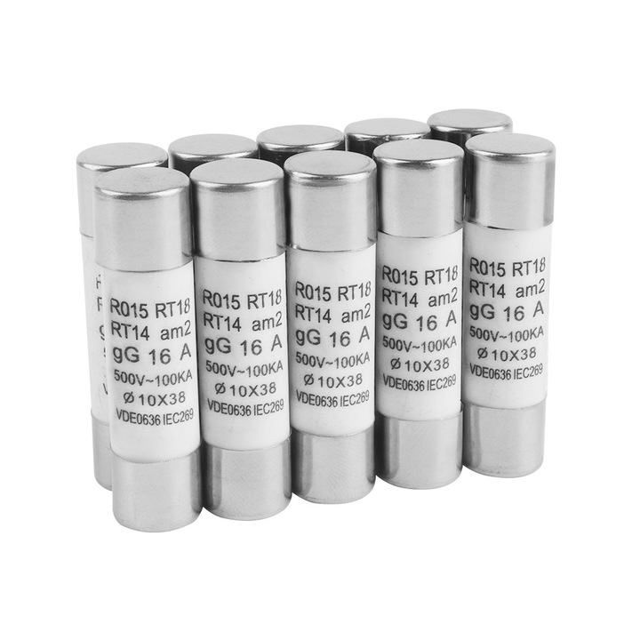 Set 10 Sigurante Ceramice JZRO, 16A, 10x38mm, Alb