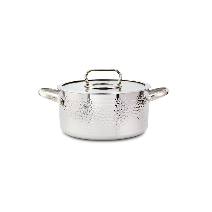 Cratita din inox Zilan ZLN1313, 2.5L, Diametru 20 cm, Manere nituite, Compatibil gaz, inductie & electric, Compatibil masina de spalat vase