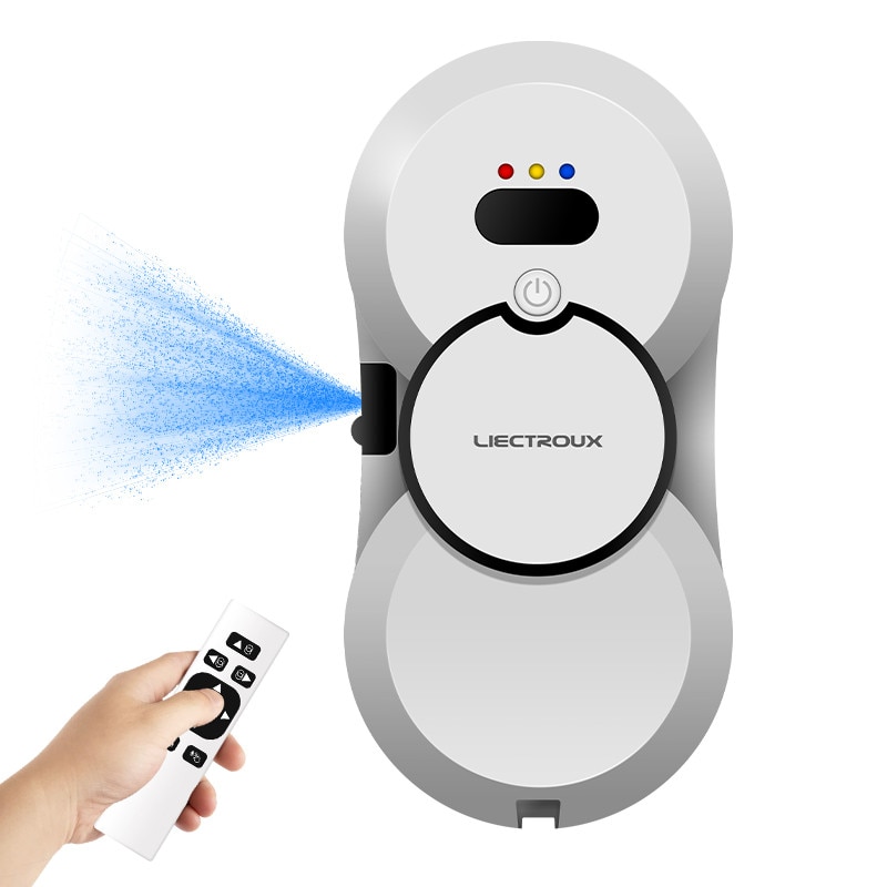 Robot de curatat ferestre Liectroux HCR-10, alb, Robot aspirator pentru ferestre，Ultrathin Robot de curatat ferestre cu jet de apa cu ultrasunete,, Stergator de geamuri pentru acasa, telecomanda, motor fara perii