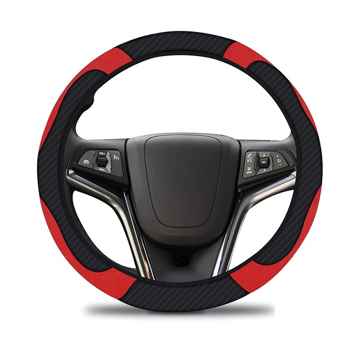 Kormányburkolat, BOMSTOM, ökológiai bőr, univerzális, fekete/piros