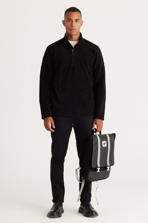 AC&Co, Bluza de trening de fleece cu fenta cu fermoar, Negru, 3XL