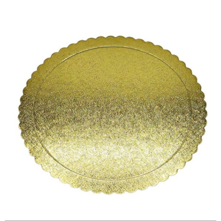 Platou rotund cu margini dantelate pentru prajituri, carton 25 cm, Clini 2x-0428