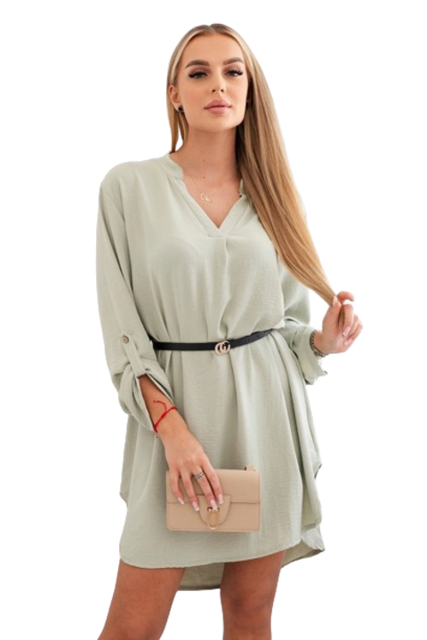 Wloski рокля с V-образно деколте, дължина на гърба, цвят тъмно зелен, полиестер, универсален размер