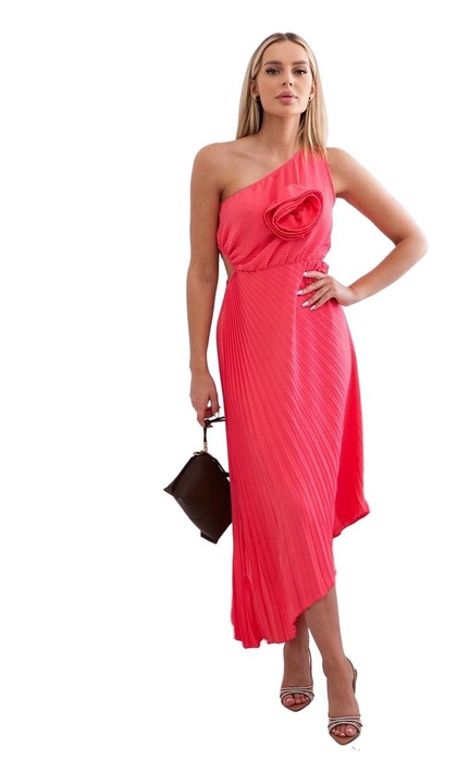 Wloski rakott ruha, dekoratív virággal, poliészter/elasztán, rózsaszín, One Size INTL