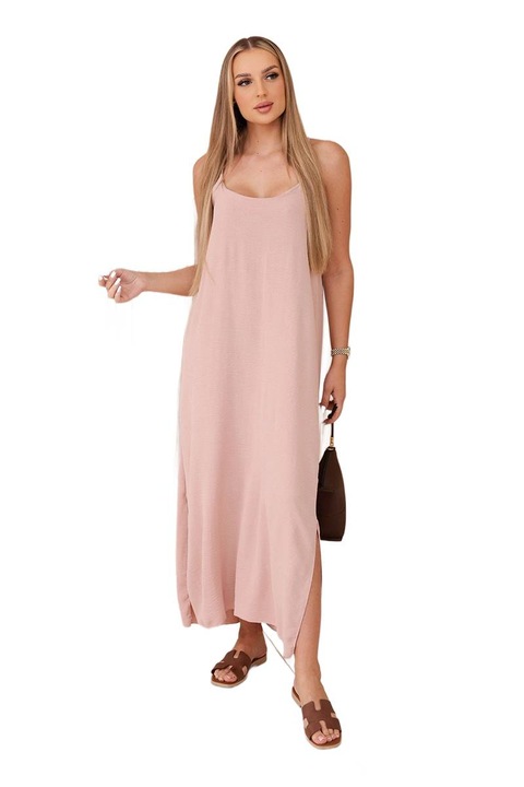 Hosszú, pántos ruha, Wloski, púderrózsaszín, univerzális méret