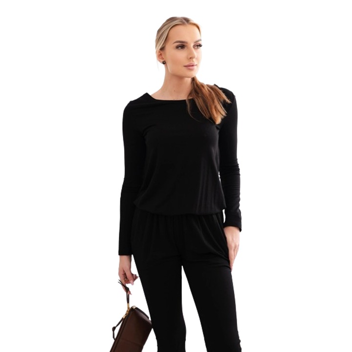 Дамски гащеризон, черен, вискоза, регулирана талия, размери M-3XL