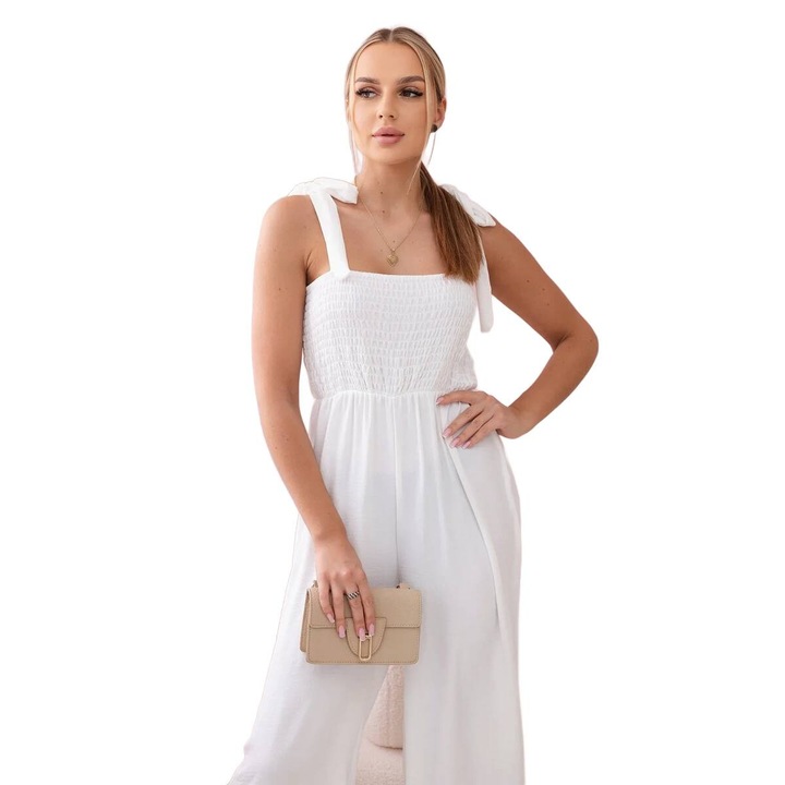 Női jumpsuit, Wloski, ekrü, univerzális méretek SL, 100% poliészter