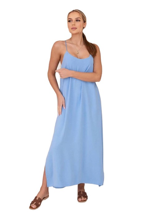 Hosszú kék ruha pántokkal, Wloski, univerzális méret, 95% poliészter, 5% elasztán