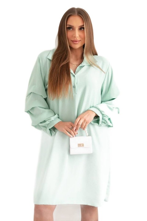 Oversize ruha, Wloski, dekor ujjú, mentazöld, univerzális méretek