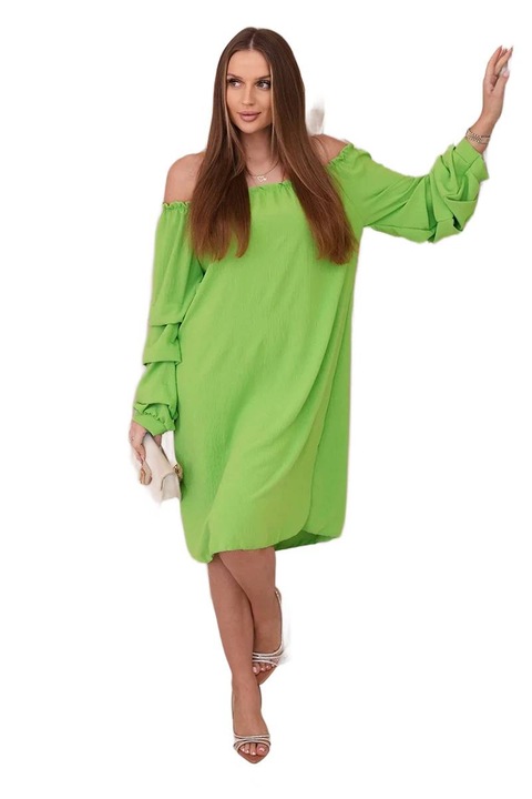 Hizpanka ruha, Wloski, díszujjú, világoszöld, univerzális méretek