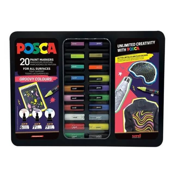 Комплект от 20 маркера Posca в метална кутия Groovy