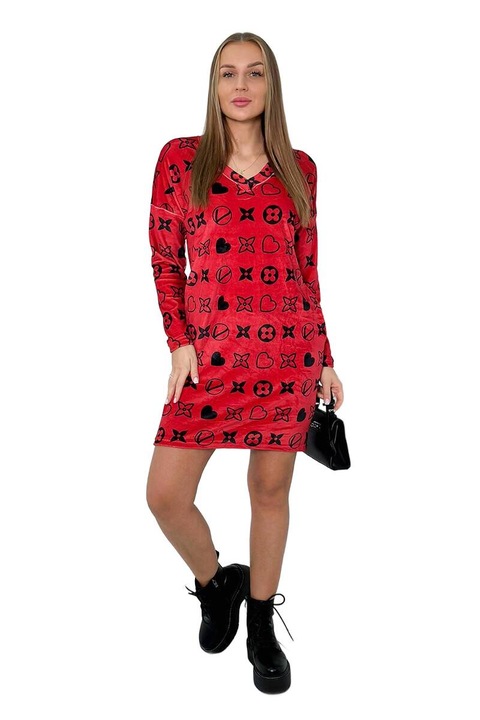 Червена рокля с декоративен десен Кадифе с размери 55х90см универсална SML