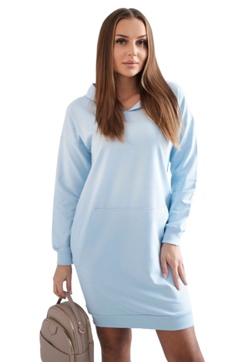 Рокля с качулка, синя, универсален размер, 90% памук, 10% еластан