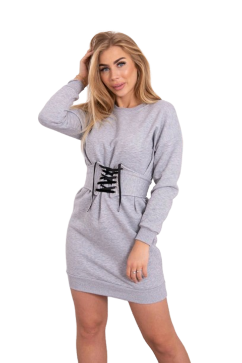 Дамска рокля, Памук, Един размер INTL, Сива