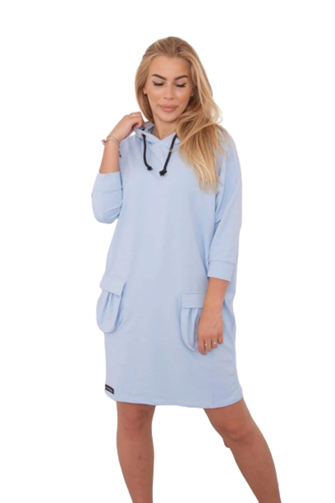 Рокля с качулка, памук, синьо, един размер INTL