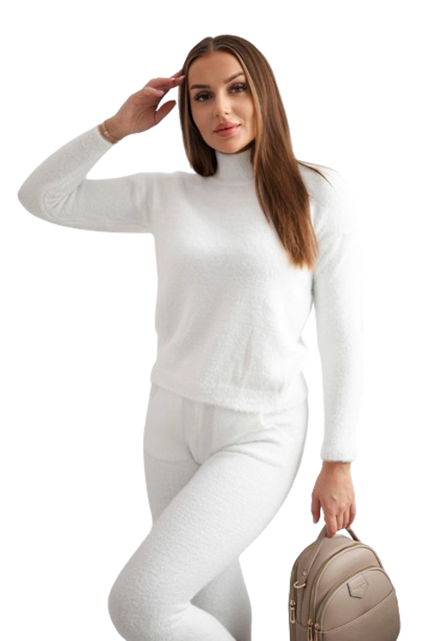 2 részes szett blúz gallérral és nadrággal, ekrü, univerzális méret