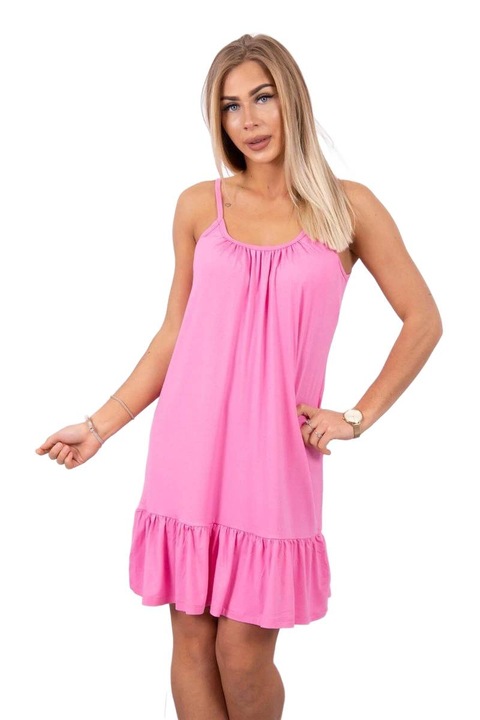 Дамска розова рокля, вискоза/еластан, розова, един размер