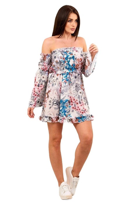 Испанска рокля с волани за жени, полиестер, многоцветна, един размер