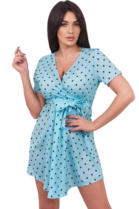 Дамска рокля, модел на точки, полиестер, един размер, mint green