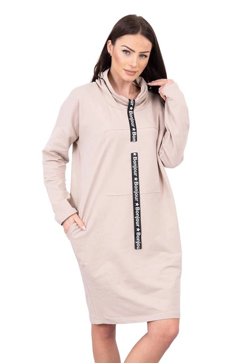 Дамска рокля, One Size, бежова, памук