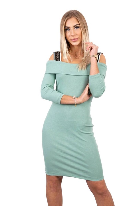 Рокля, памучна, зелена, универсални размери