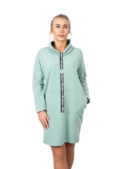 Рокля с връзка, тъмна мента, универсален размер, 90% памук, 10% еластан, 56х92см