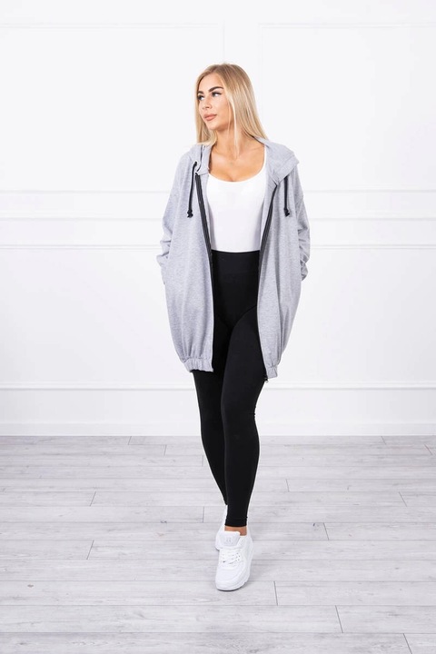 Hanorac dama, "The world is yours", gri, 90% bumbac, 10% elastan, 60x82cm