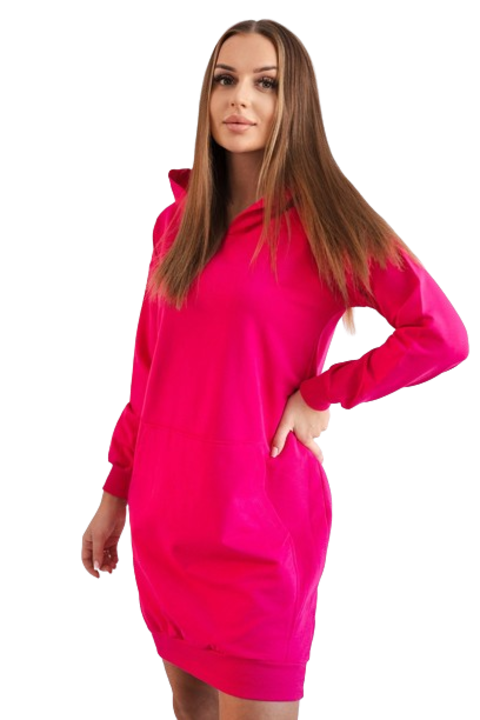 Рокля с качулка, фуксия, универсален размер, 90% памук, 10% еластан