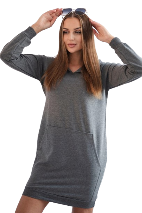Rochie cu gluga, gri, dimensiuni universale, 90% bumbac, 10% elastan
