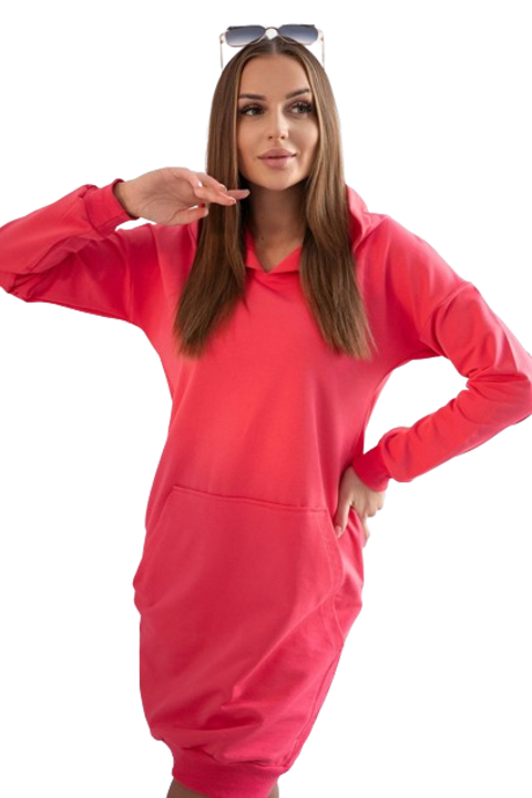 Рокля с качулка, розова, универсален размер, 90% памук, 10% еластан, 47х89см