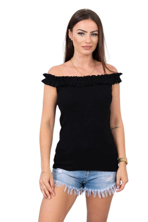 Bluza dama, neagra, cu volane, marime universala, 35x37x53cm