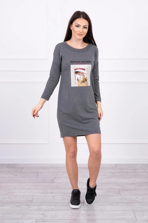 Дамска рокля, One Size, памук, сива