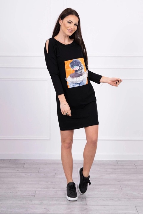 Rochie dama, One Size, bumbac, negru